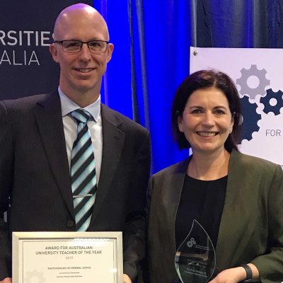 Professor Blake McKimmie and Professor Barbara Masser at last night's awards ceremony in Canberra